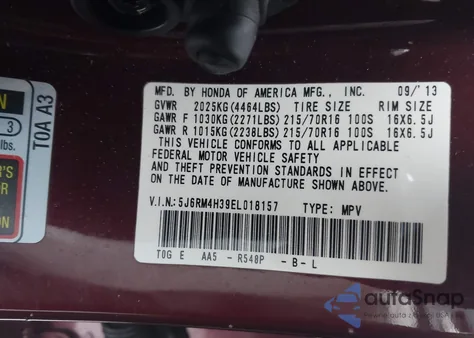 2014 Honda Cr-V Lx z USA, uszkodzony, nr VIN 5J6RM4H39EL018157